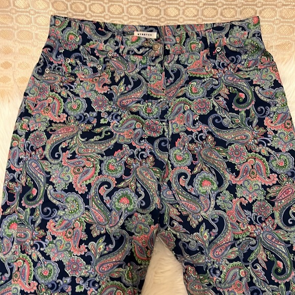 Gorgeous Paisley Print Stretch Crop Pant 5 Pocket JONES NEW YORK SPORT Size 10 - Picture 3 of 10